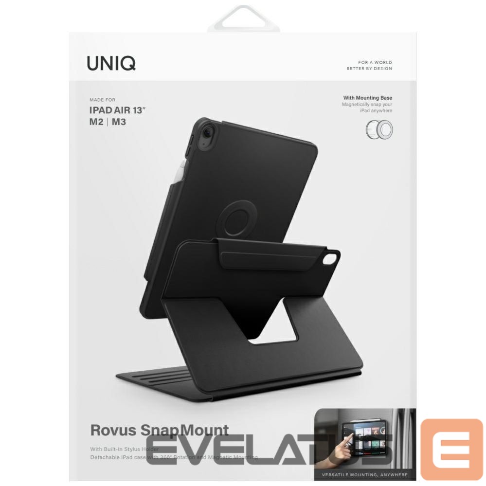 Kitos prekės UNIQ Uniq Rovus Snapmount Magnetic 360 Rotating Detachable case for iPad Air 13" 2024 / 2025 - black