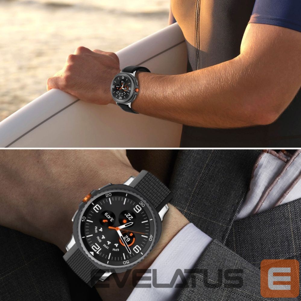 Kitos prekės Tech-Protect Tech-Protect Nylon Stripe Strap for Samsung Galaxy Watch 40/44/46 mm - Black and Orange