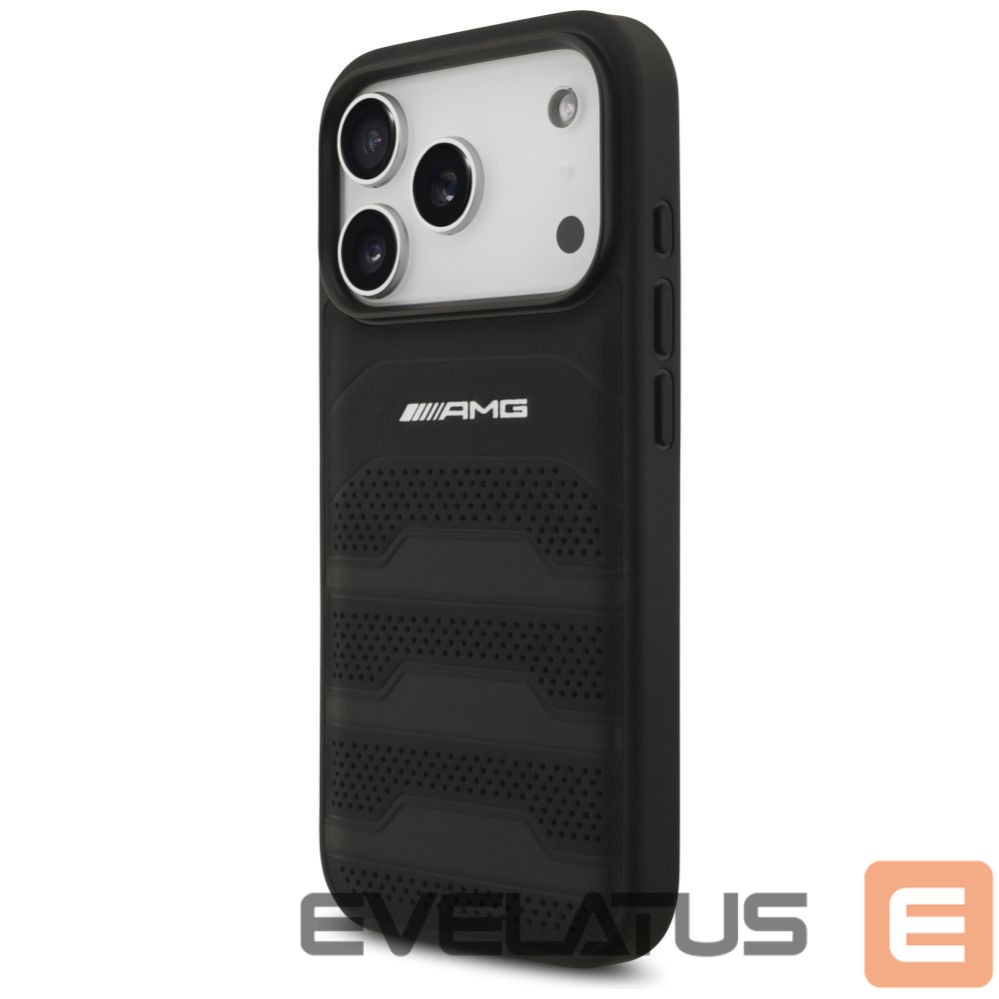 Kitos prekės Mercedes-Benz AMG Leather Debossed Lines Logo Case for iPhone 17 Pro - Black
