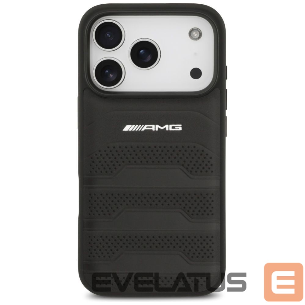 Kitos prekės Mercedes-Benz AMG Leather Debossed Lines Logo Case for iPhone 17 Pro - Black