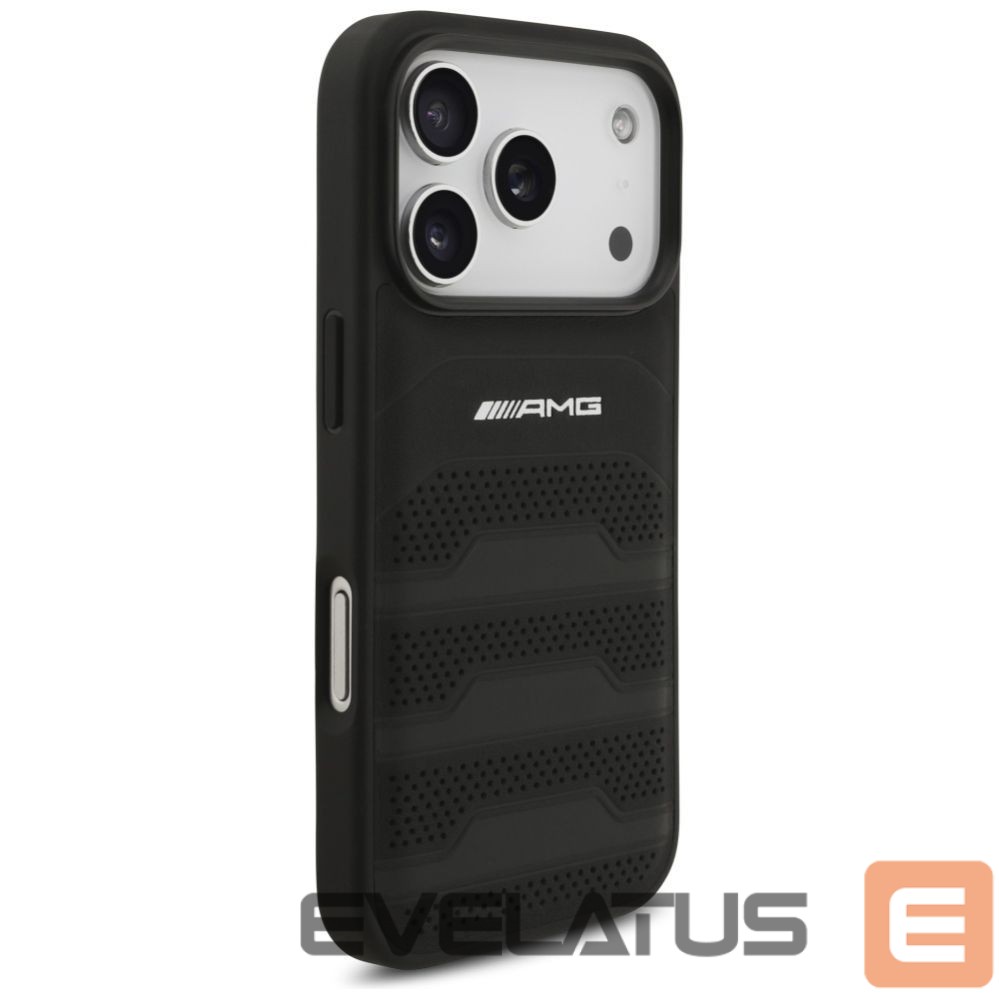 Kitos prekės Mercedes-Benz AMG Leather Debossed Lines Logo Case for iPhone 17 Pro - Black