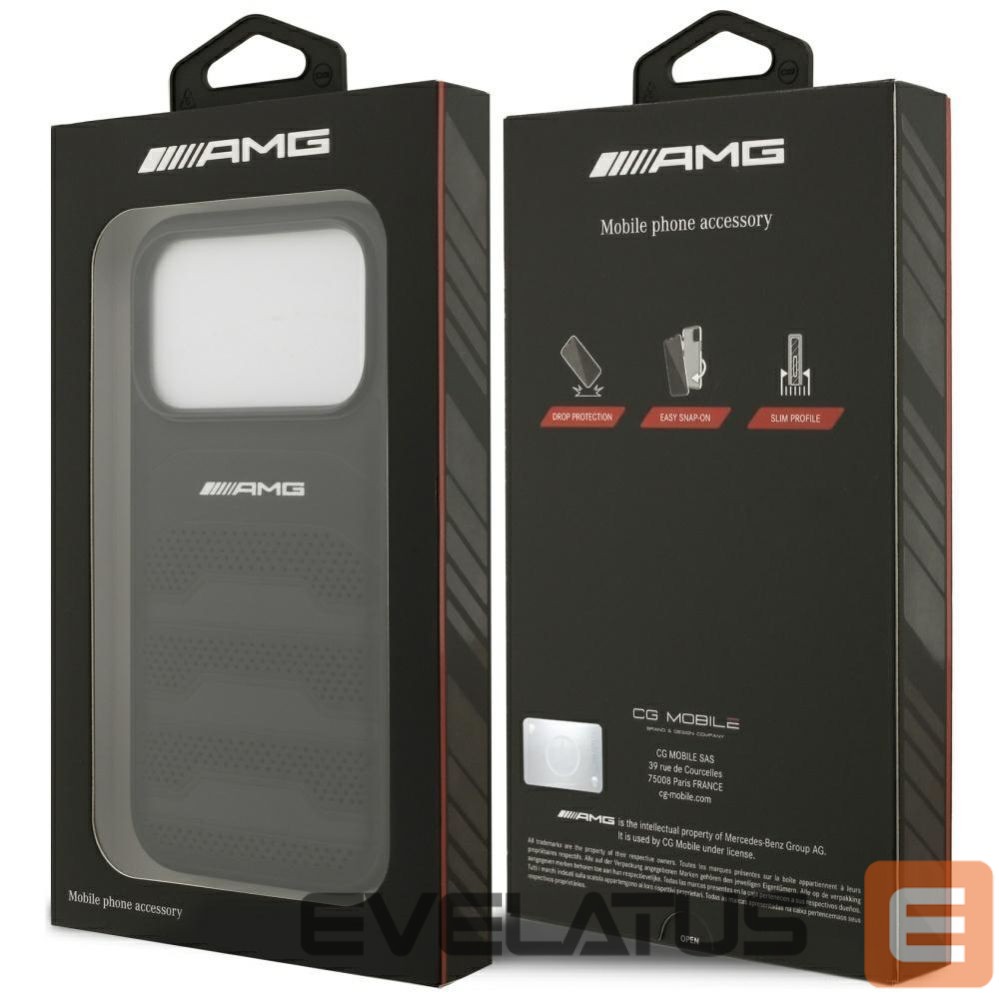 Kitos prekės Mercedes-Benz AMG Leather Debossed Lines Logo Case for iPhone 17 Pro - Black
