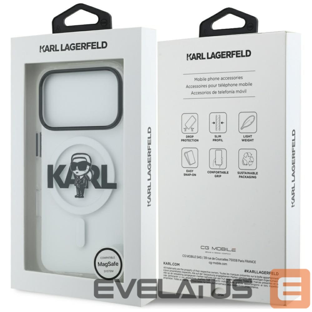 Kitos prekės Karl Lagerfeld Karl Lagerfeld IML Karl Sketch Logo MagSafe Case for iPhone 17 Pro - Transparent