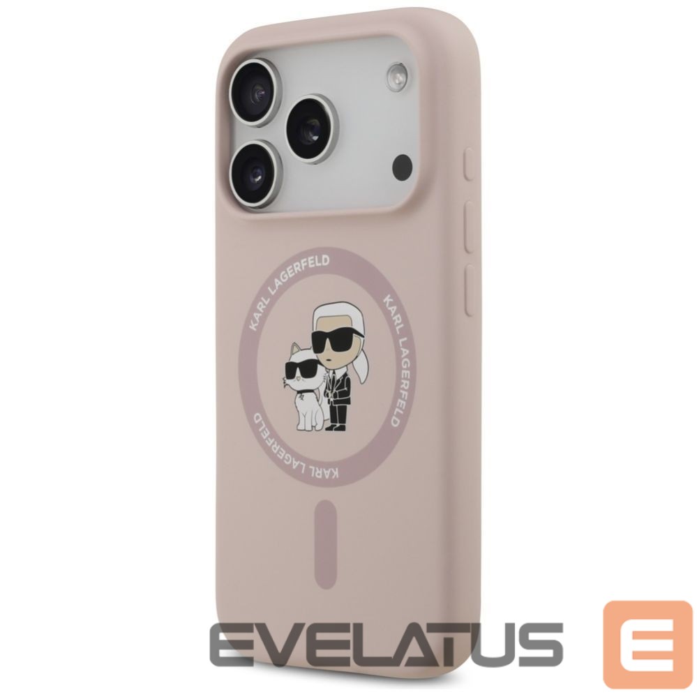 Kitos prekės Karl Lagerfeld Karl Lagerfeld Silicone Karl&Choupette Ring MagSafe Case for iPhone 17 Pro - Pink