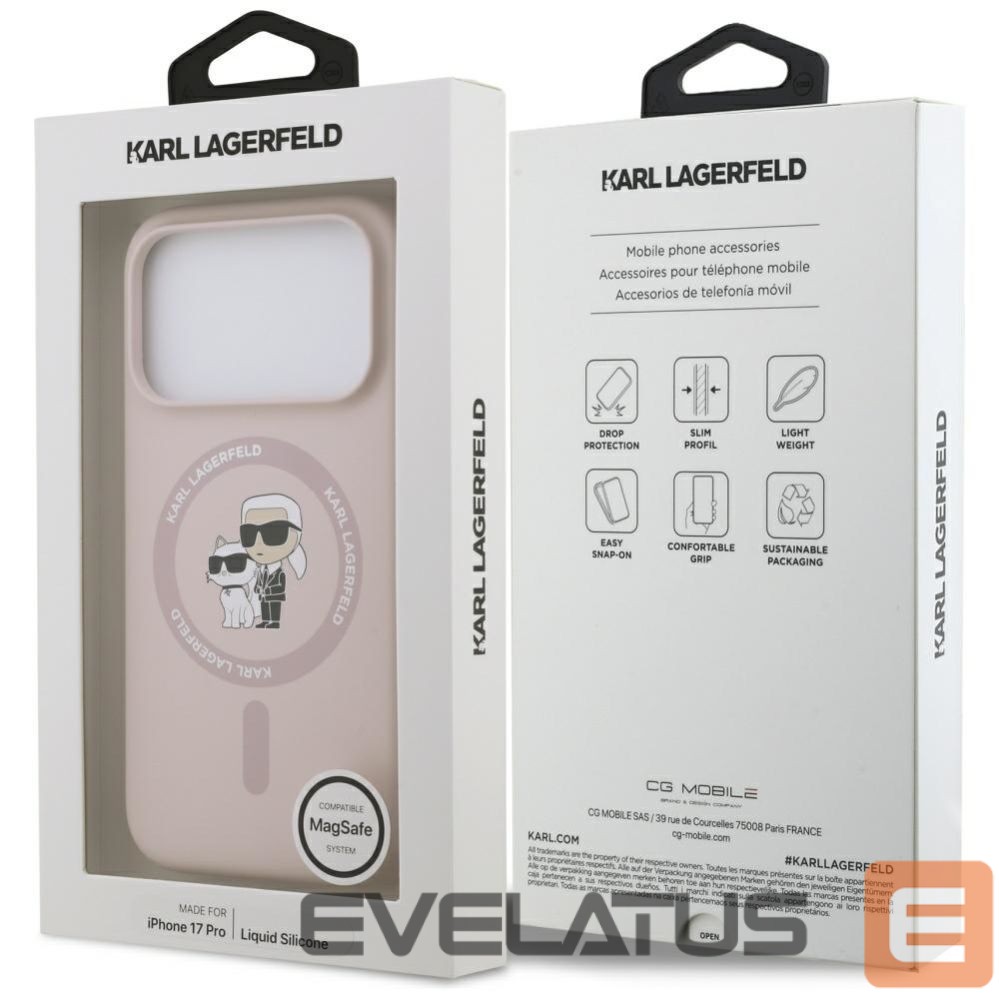 Kitos prekės Karl Lagerfeld Karl Lagerfeld Silicone Karl&Choupette Ring MagSafe Case for iPhone 17 Pro - Pink