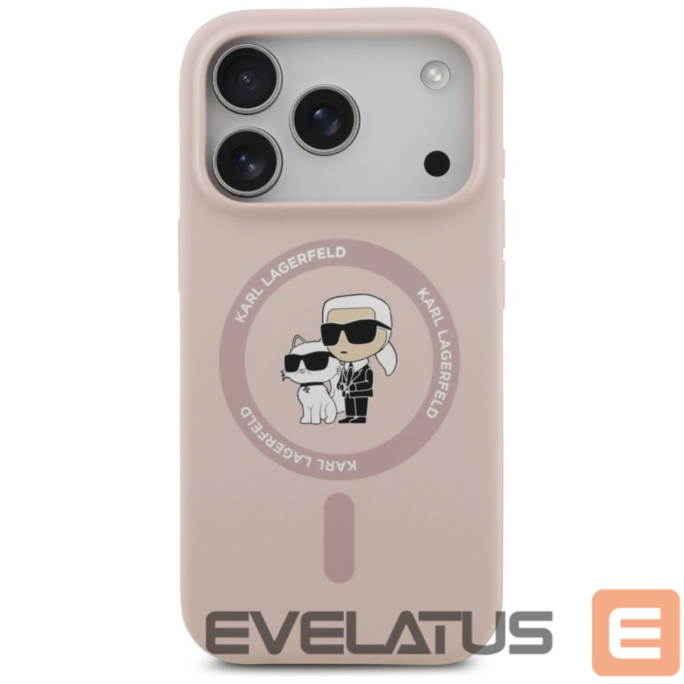 Kitos prekės Karl Lagerfeld Karl Lagerfeld Silicone Karl&Choupette Ring MagSafe Case for iPhone 17 Pro - Pink