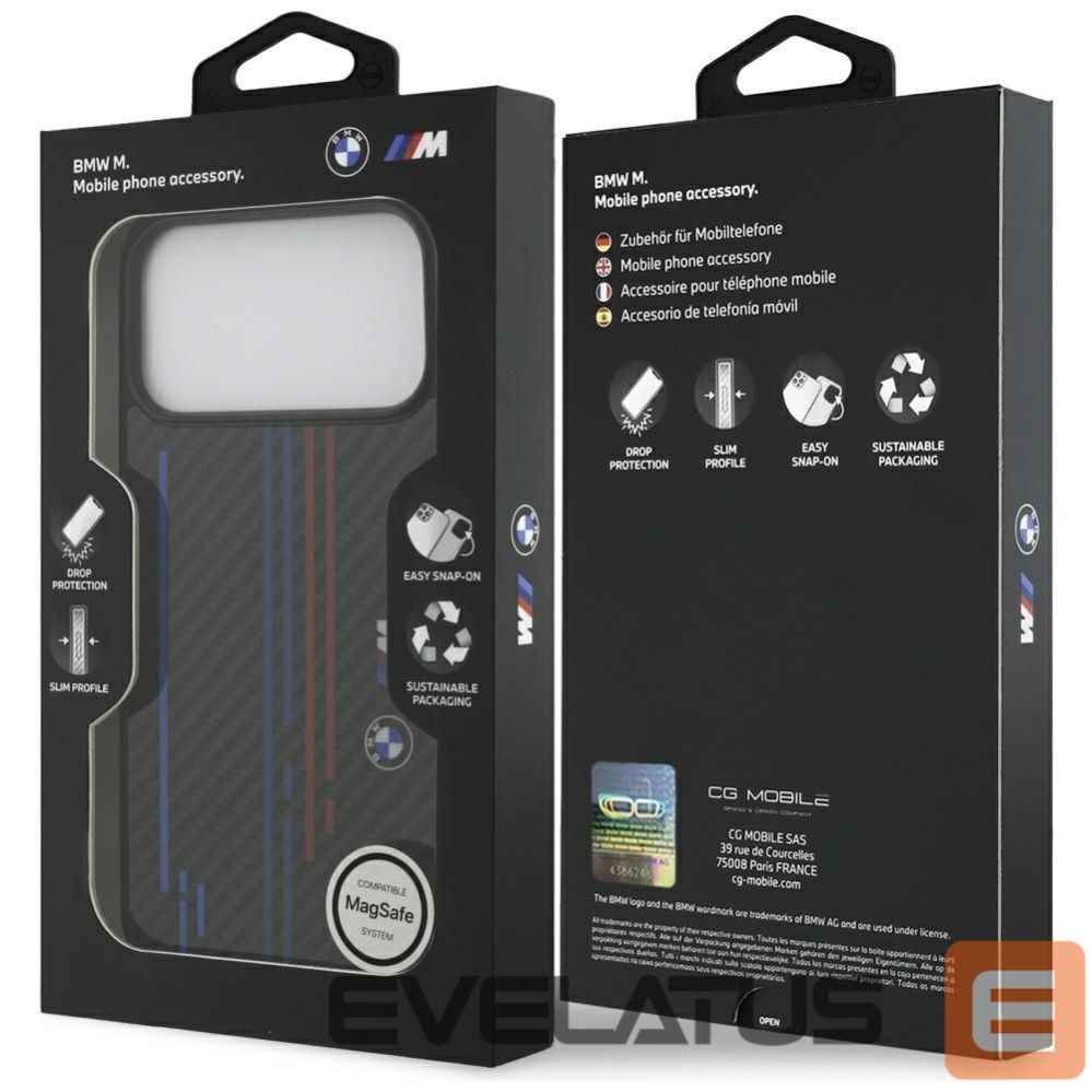 Kitos prekės BMW BMW M Kevlar Lines & Logo MagSafe Case for iPhone 17 Pro Max - Black