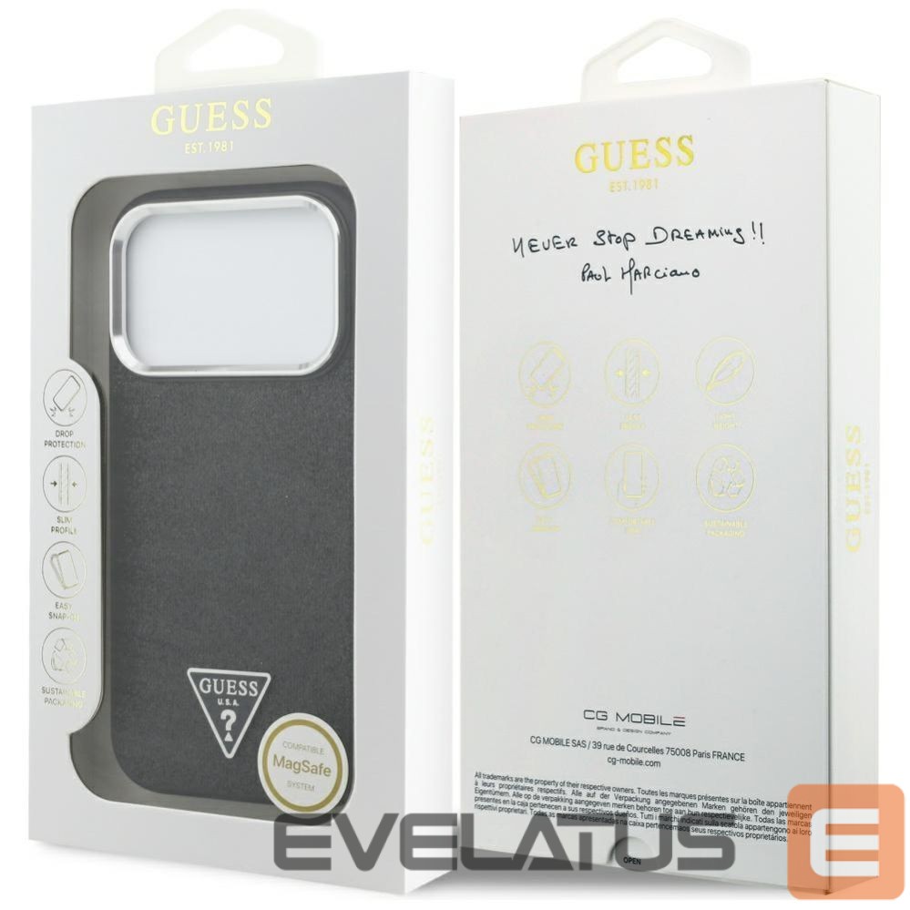 Kitos prekės Guess Guess Glitter Triangle Logo MagSafe Case for iPhone 17 Pro - Black