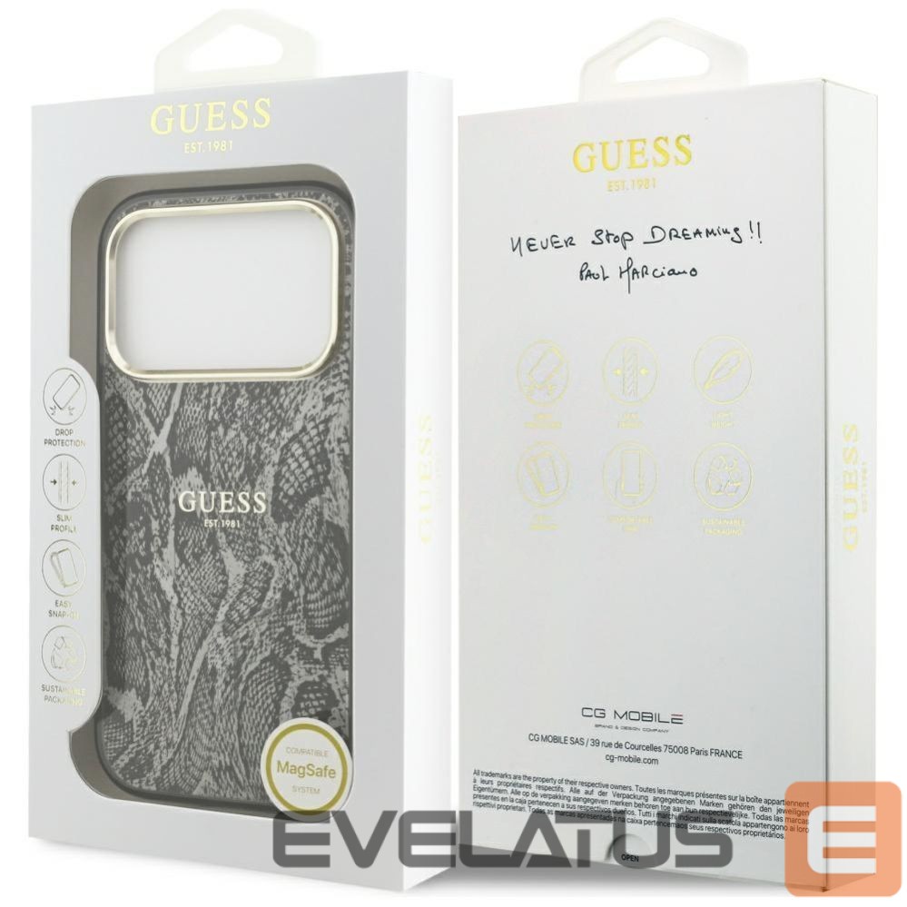 Kitos prekės Guess Guess Python Pattern MagSafe Case for iPhone 17 Pro - Black