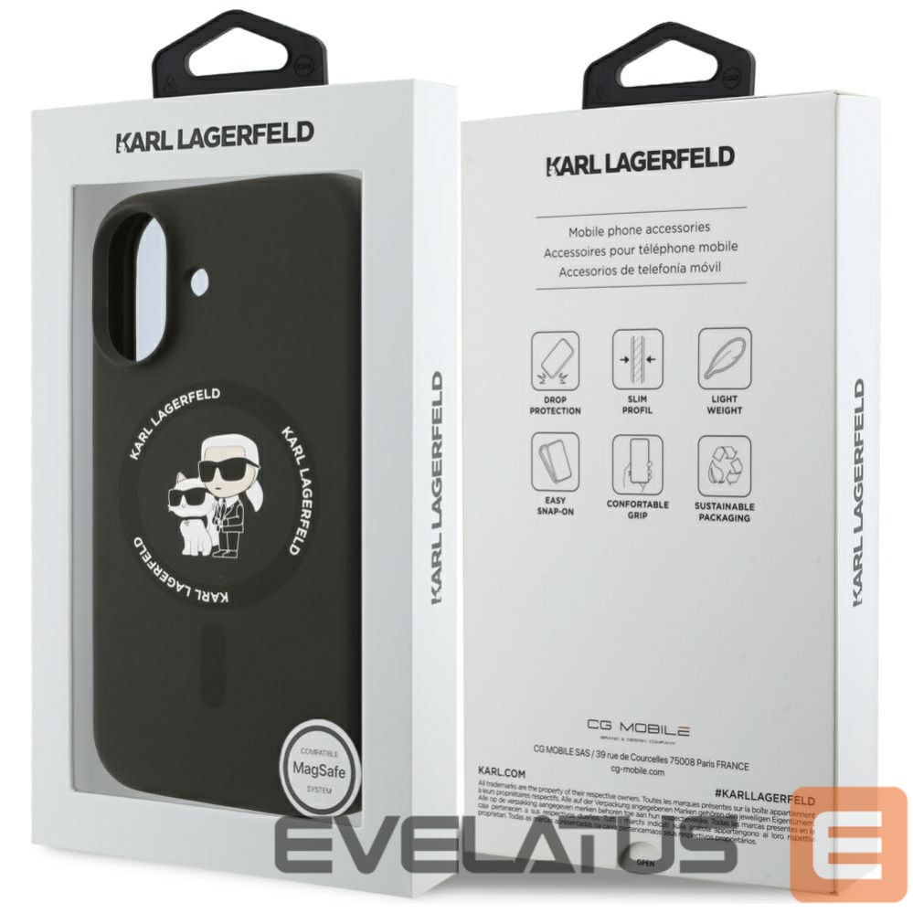 Kitos prekės Karl Lagerfeld Karl Lagerfeld Silicone Karl&Choupette Ring MagSafe Case for iPhone 17 - Black