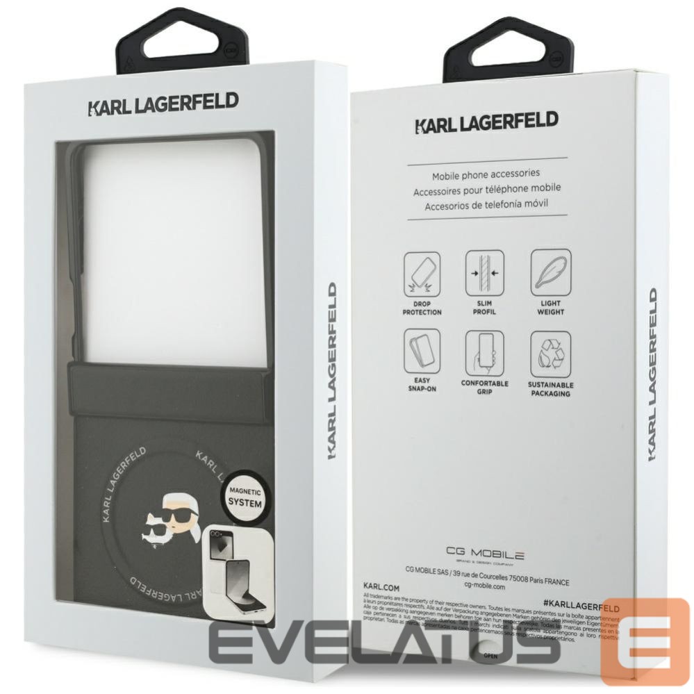 Kitos prekės Karl Lagerfeld Karl Lagerfeld Karl&Choupette Pins MagSafe Case for Samsung Galaxy Z Flip 7 - Black