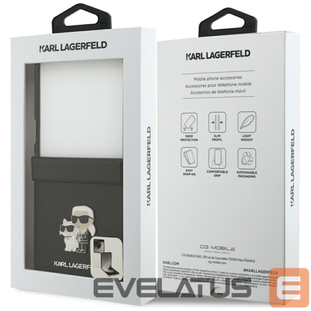 Kitos prekės Karl Lagerfeld Karl Lagerfeld Saffiano Karl&Choupette Pin Case for Samsung Galaxy Z Flip 7 - Black