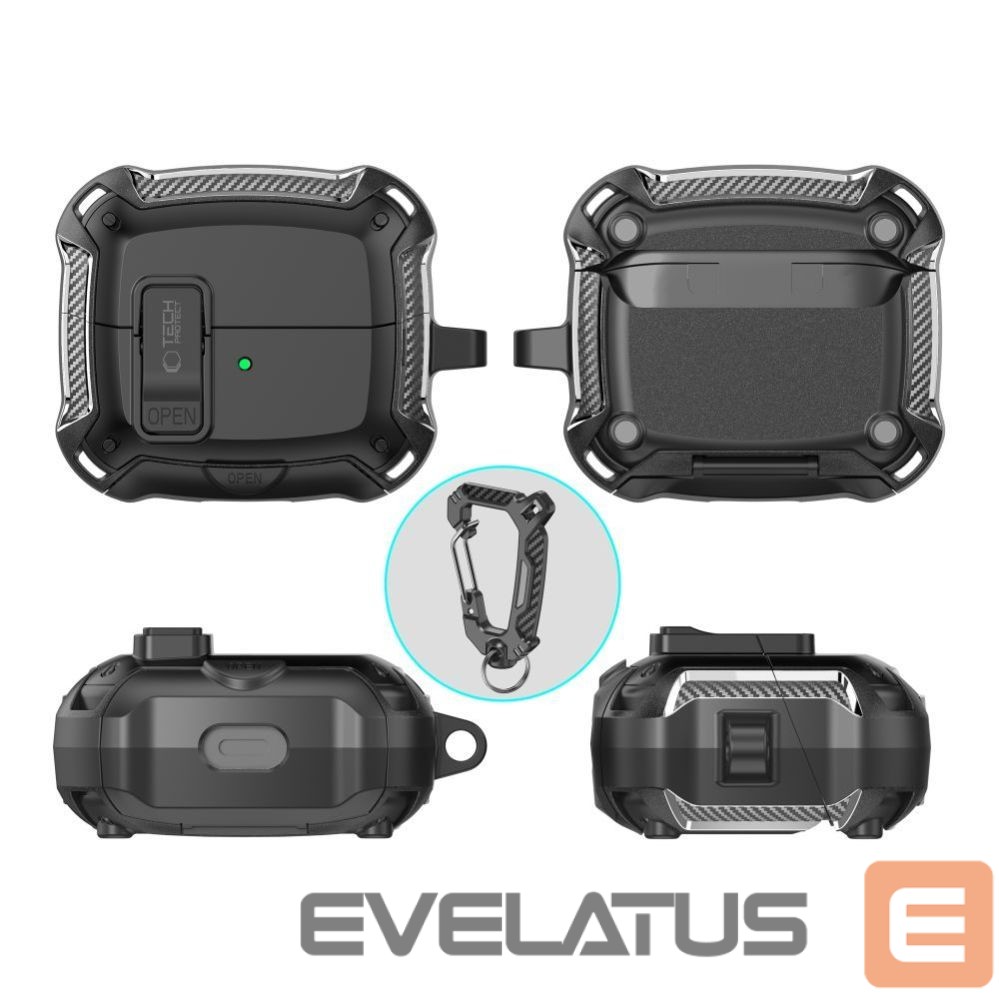 Kitos prekės Tech-Protect Tech-Protect Silicone Hook Case for Samsung Galaxy Buds 3 / 3 FE / 3 Pro - Black