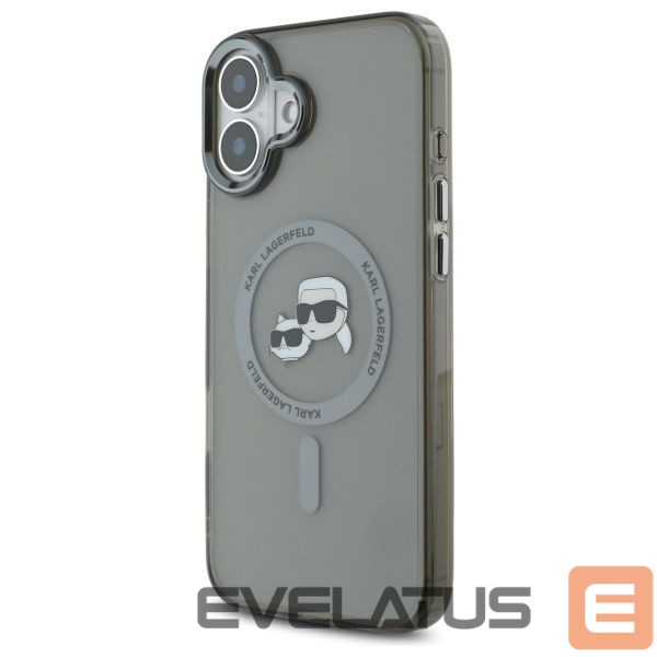 Kitos prekės Karl Lagerfeld Karl Lagerfeld IML Metal Karl&Choupette Head MagSafe Case for iPhone 16 - Black