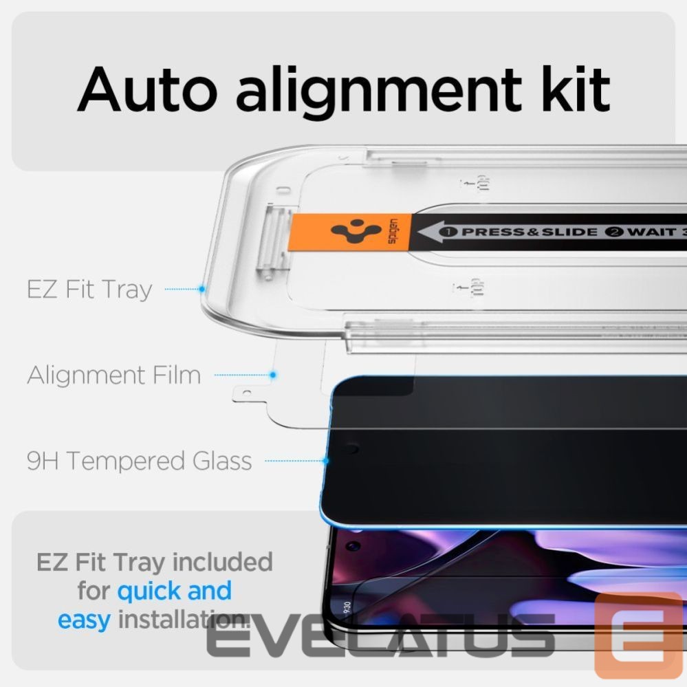 Kitos prekės Spigen Spigen Glas.TR "Ez Fit" Privacy HD 2-pack privacy glass for Google Pixel 9 / 9 Pro