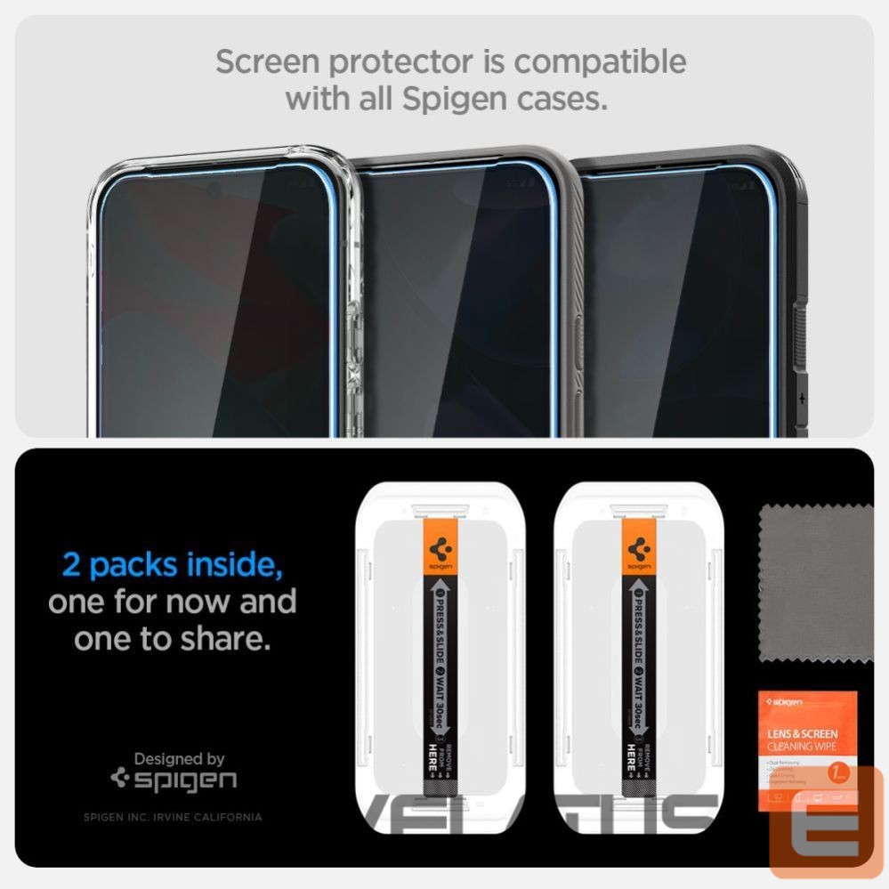 Kitos prekės Spigen Spigen Glas.TR "Ez Fit" Privacy HD 2-pack privacy glass for Google Pixel 9 / 9 Pro