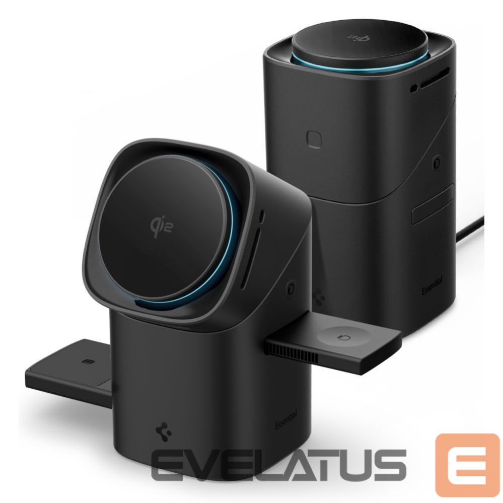 Kitos prekės Spigen Spigen Essential EF223MS 3-in-1 QI2 Wireless Charger - Black