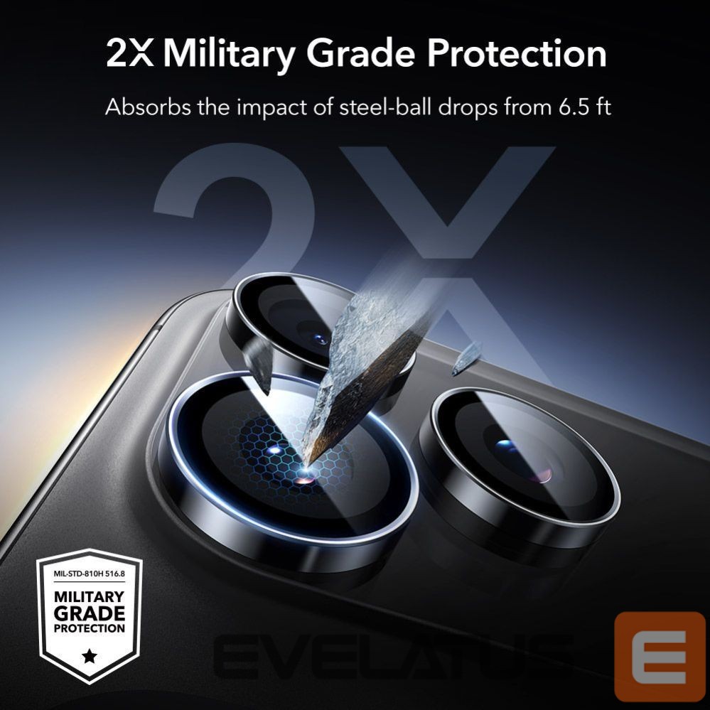 Kitos prekės ESR ESR Armorite Camera Protector for iPhone 14 Pro / Pro Max / 15 Pro / Pro Max / 16 Pro / Pro Max / 17 Pro / Pro Max - Black