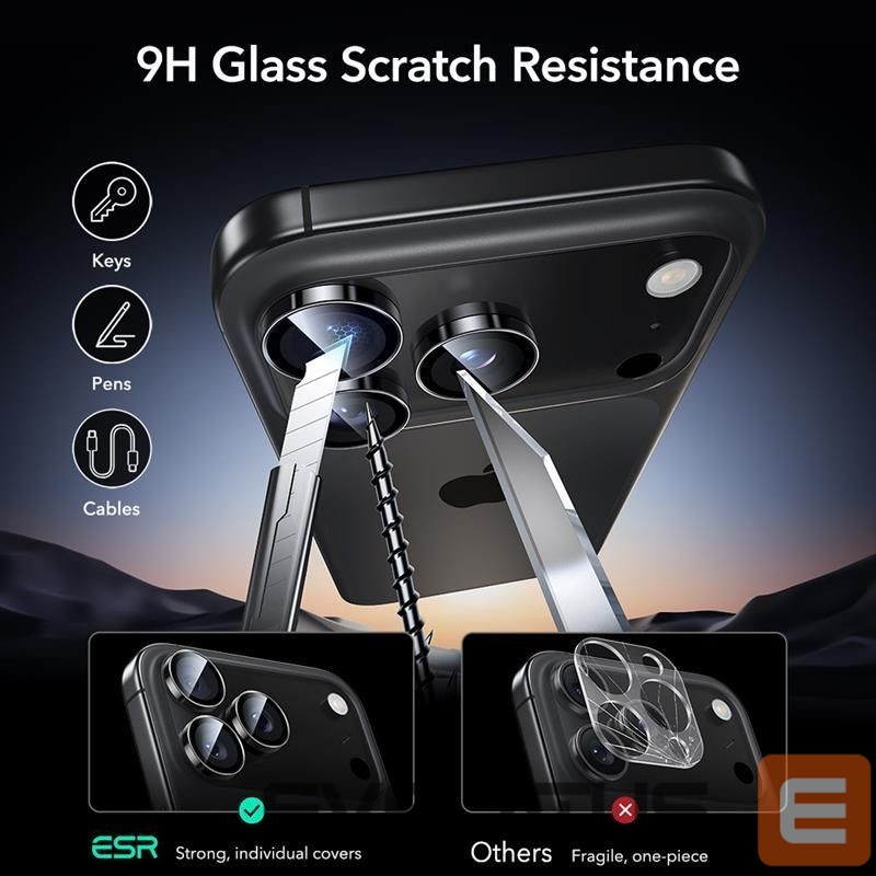Kitos prekės ESR ESR Armorite Camera Protector for iPhone 14 Pro / Pro Max / 15 Pro / Pro Max / 16 Pro / Pro Max / 17 Pro / Pro Max - Black