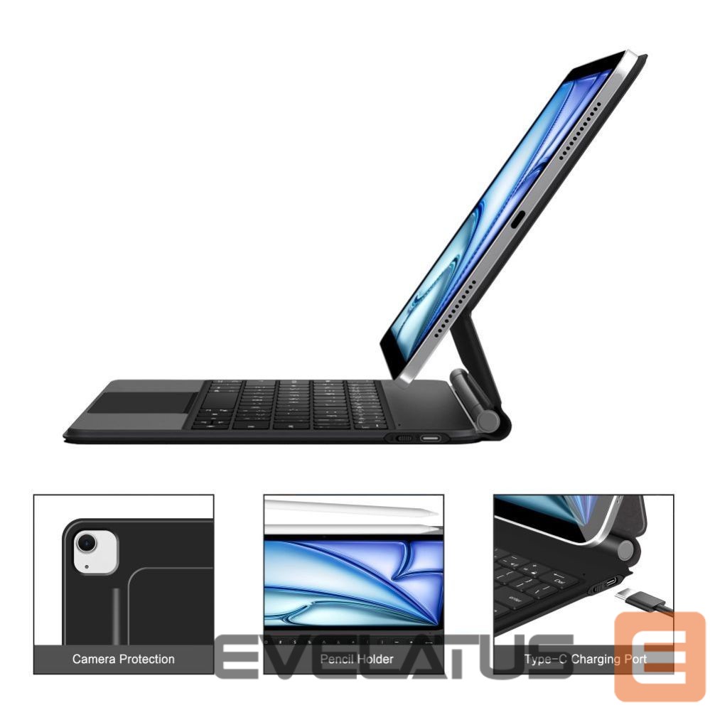 Kitos prekės Tech-Protect Tech-Protect Smartcase Magnetic with Keyboard for iPad Air 10.9” (2020/2022) / 11” (2024/2025/2026) - Black