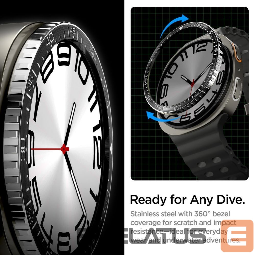 Kitos prekės Spigen Spigen Bezel Tune Diver Cover for Samsung Galaxy Watch 8 44mm - Black