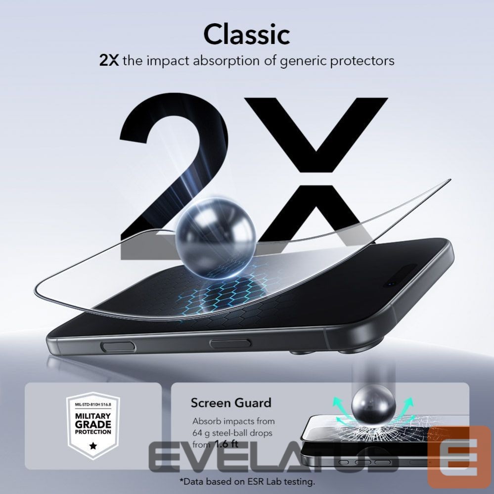 Kitos prekės ESR ESR UltraFit Tempered Glass 2-pack for iPhone 17 Pro Max - transparent
