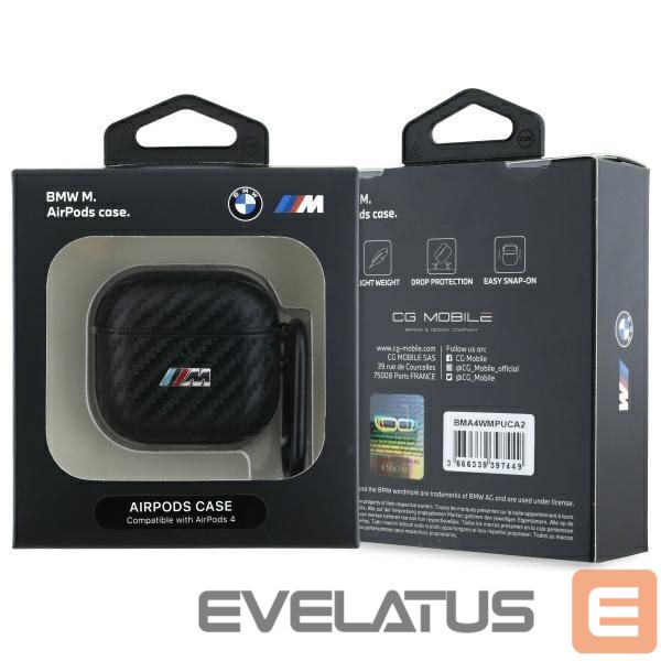 Kitos prekės BMW BMW BMA4CMPUCA AirPods 4 cover black/black PU Carbon M Collection