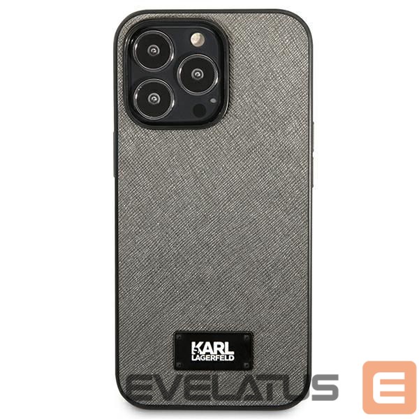 Kitos prekės Karl Lagerfeld Karl Lagerfeld Saffiano Plaque Case for iPhone 13 Pro Max 6.7" - Silver