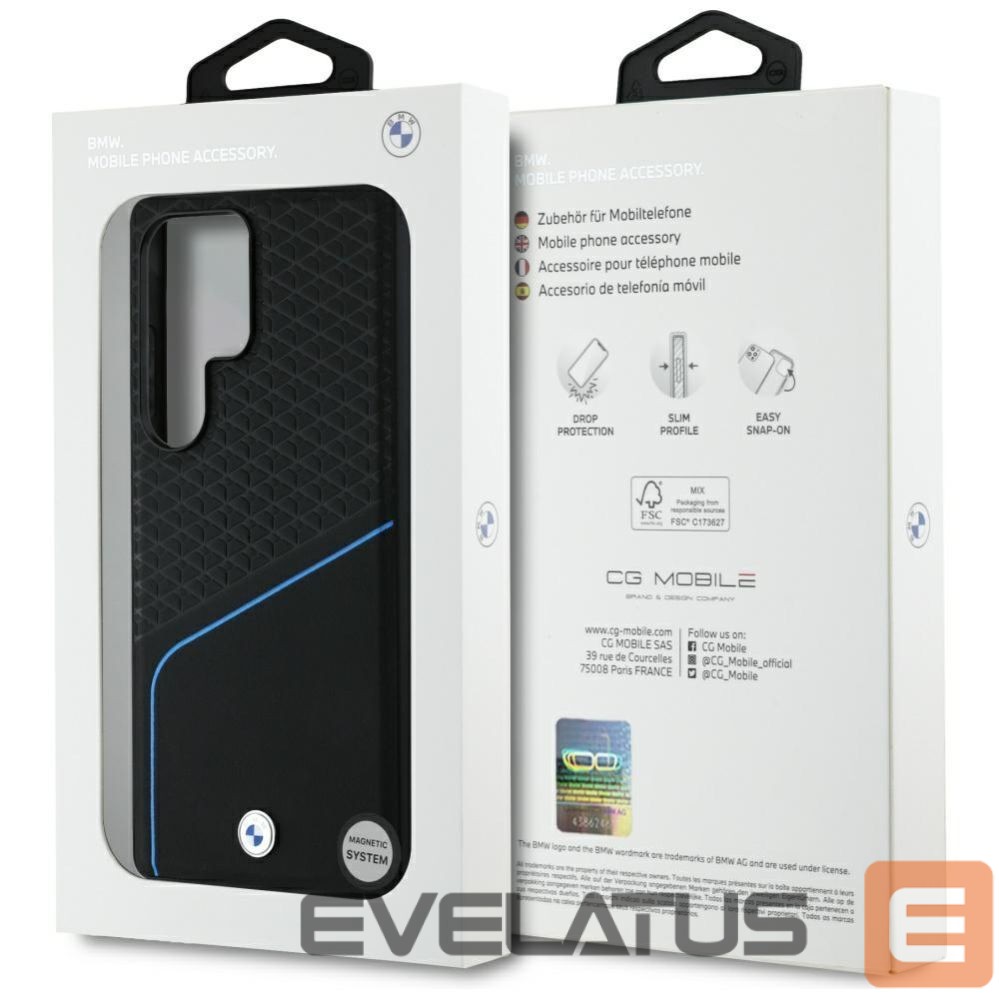 Kitos prekės BMW BMW Leather Textured and Smooth MagSafe case for Samsung Galaxy S25 Ultra - black