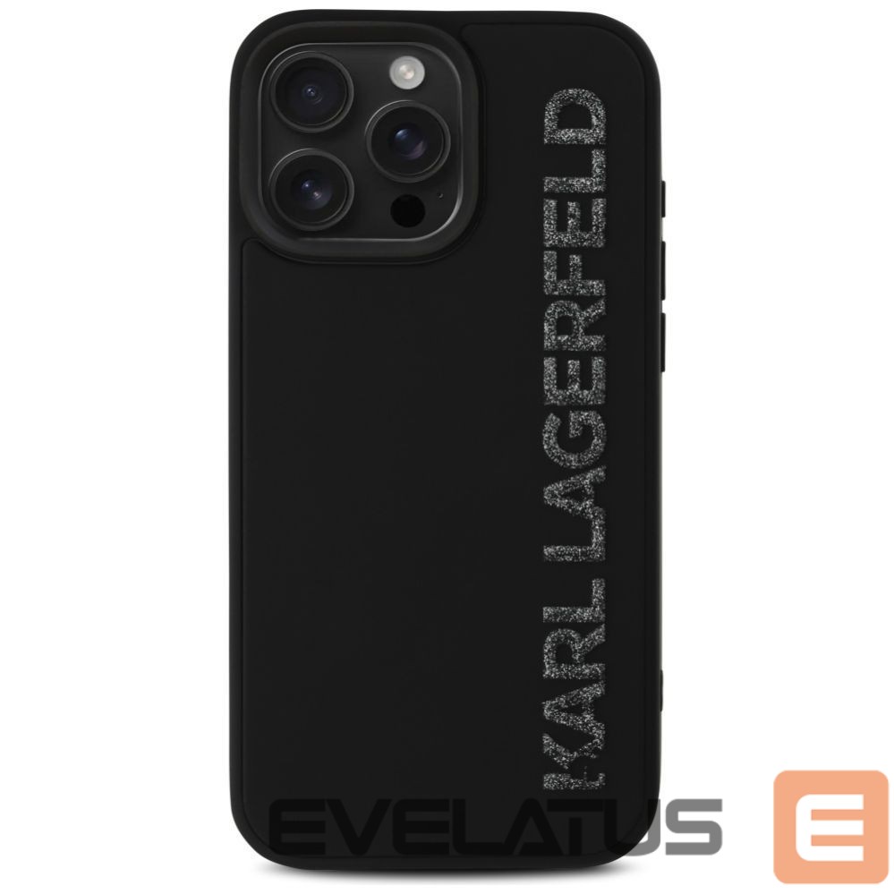 Kitos prekės Karl Lagerfeld Karl Lagerfeld HC 3D Rubber Elongated Glitter iPhone 16 Pro Case - Black