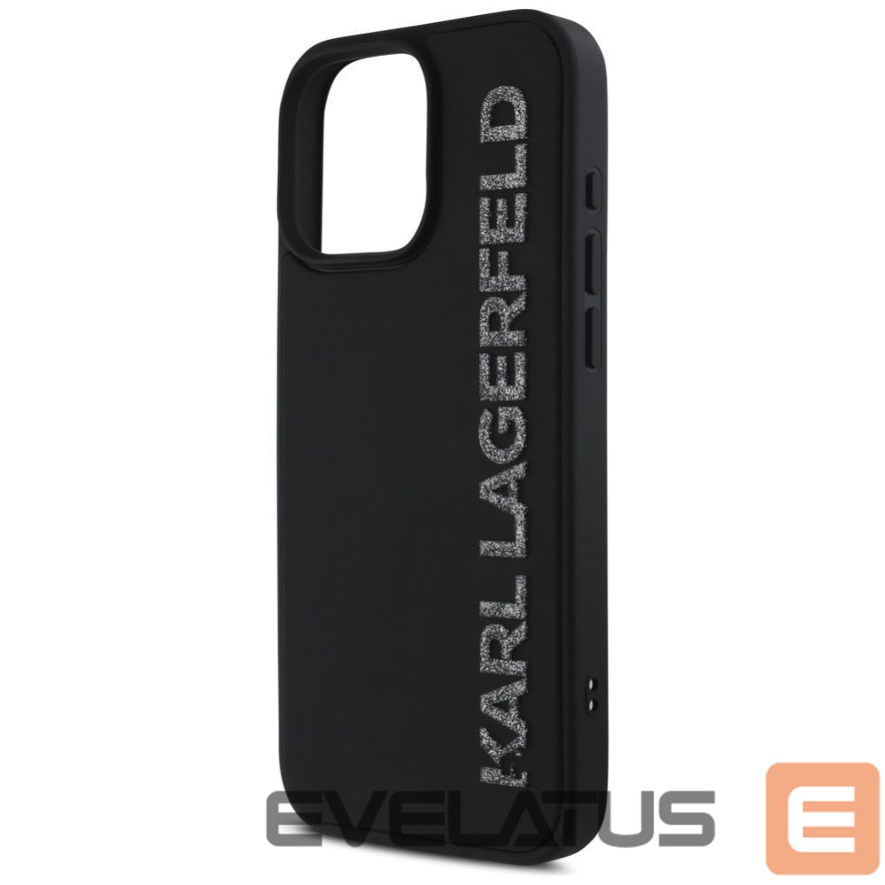 Kitos prekės Karl Lagerfeld Karl Lagerfeld HC 3D Rubber Elongated Glitter iPhone 16 Pro Case - Black