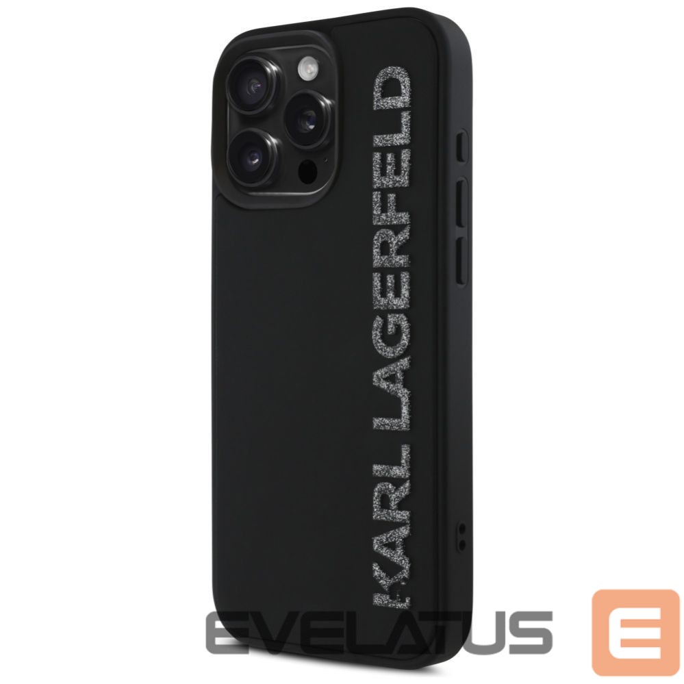 Kitos prekės Karl Lagerfeld Karl Lagerfeld HC 3D Rubber Elongated Glitter iPhone 16 Pro Case - Black