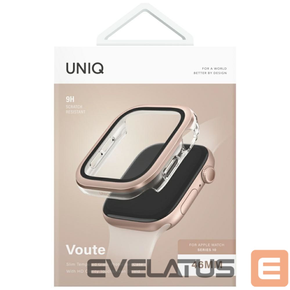 Kitos prekės UNIQ Uniq Voute Tempered Glass Case for Apple Watch 10 46mm - Rose Gold