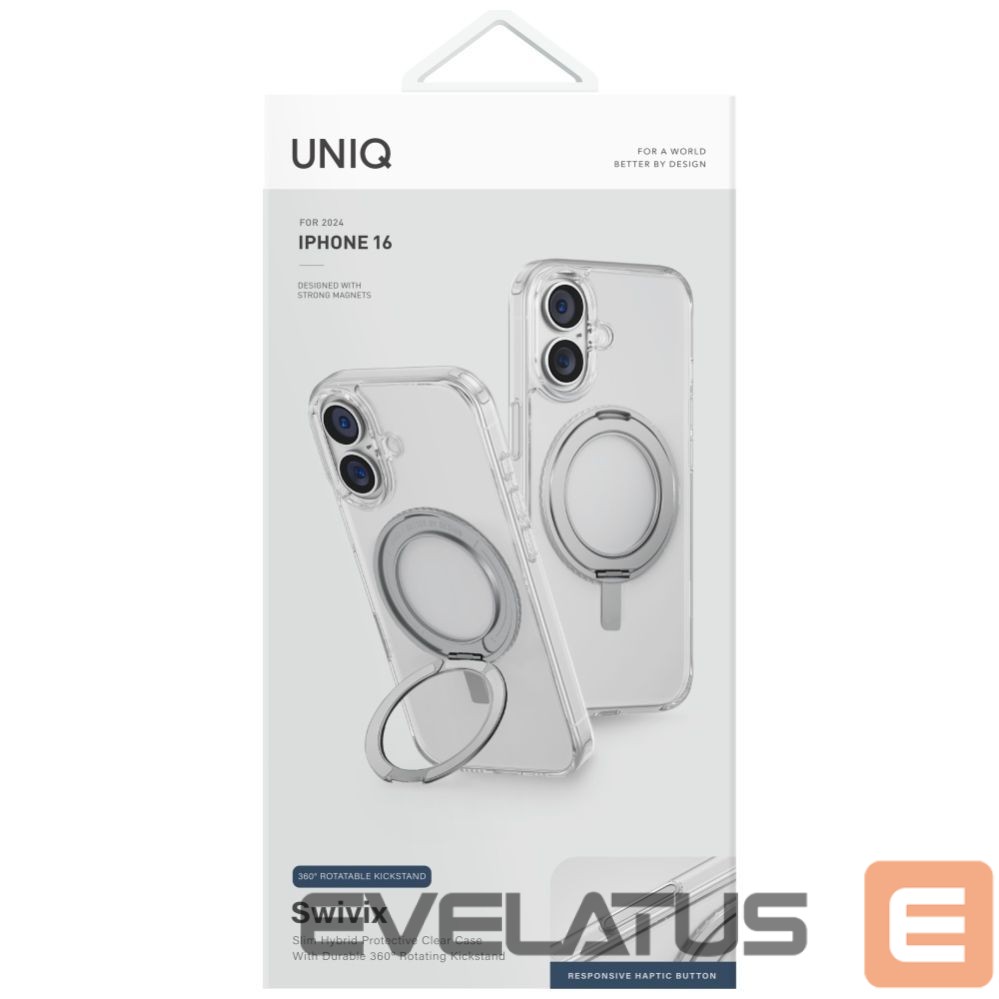 Kitos prekės UNIQ Uniq Swivix 360 Rotating Kickstand Case for iPhone 16 - Transparent