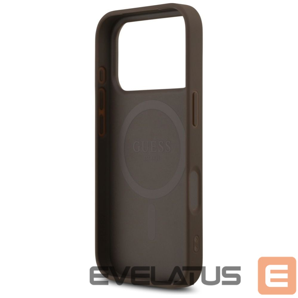 Kitos prekės Guess Guess 4G Printed Stripes MagSafe case for iPhone 17 Pro - brown