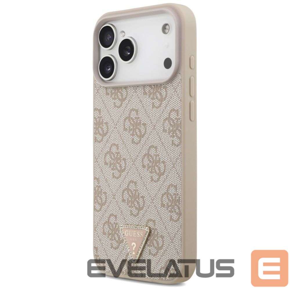 Kitos prekės Guess Guess Leather 4G Triangle Strass MagSafe Case for iPhone 17 Pro Max - Pink