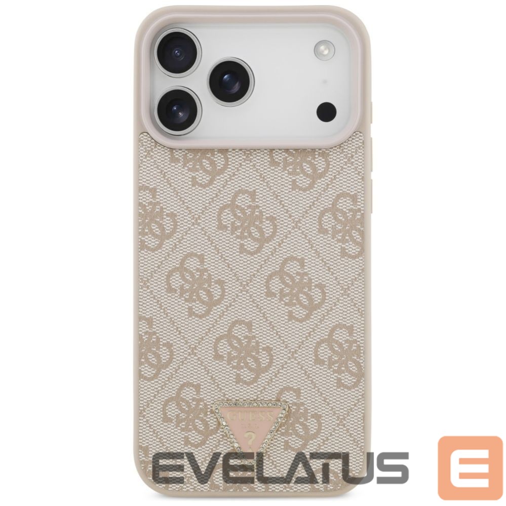 Kitos prekės Guess Guess Leather 4G Triangle Strass MagSafe Case for iPhone 17 Pro Max - Pink