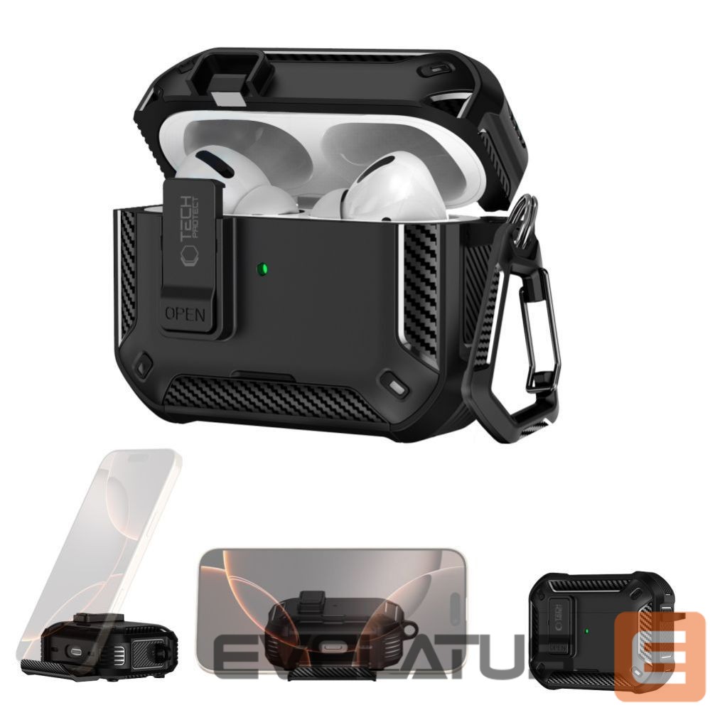 Kitos prekės Tech-Protect Tech-Protect Carbonox MagSafe case for AirPods Pro - black