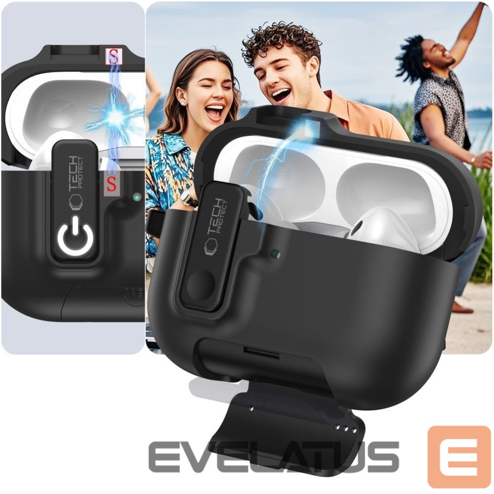 Kitos prekės Tech-Protect Tech-Protect Slim Hook Case for AirPods Pro 3 - Black