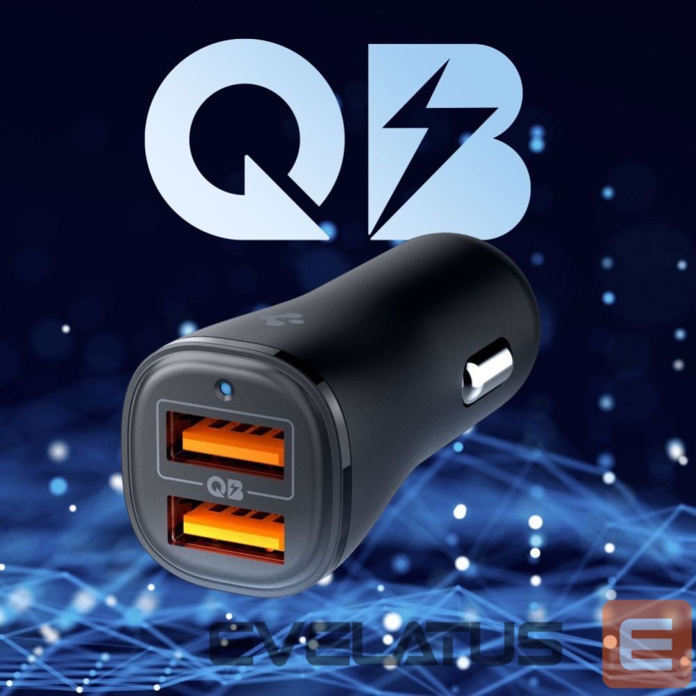 Kitos prekės Spigen Spigen Essential EV302 30W 2-Port USB-A Car Charger - Black