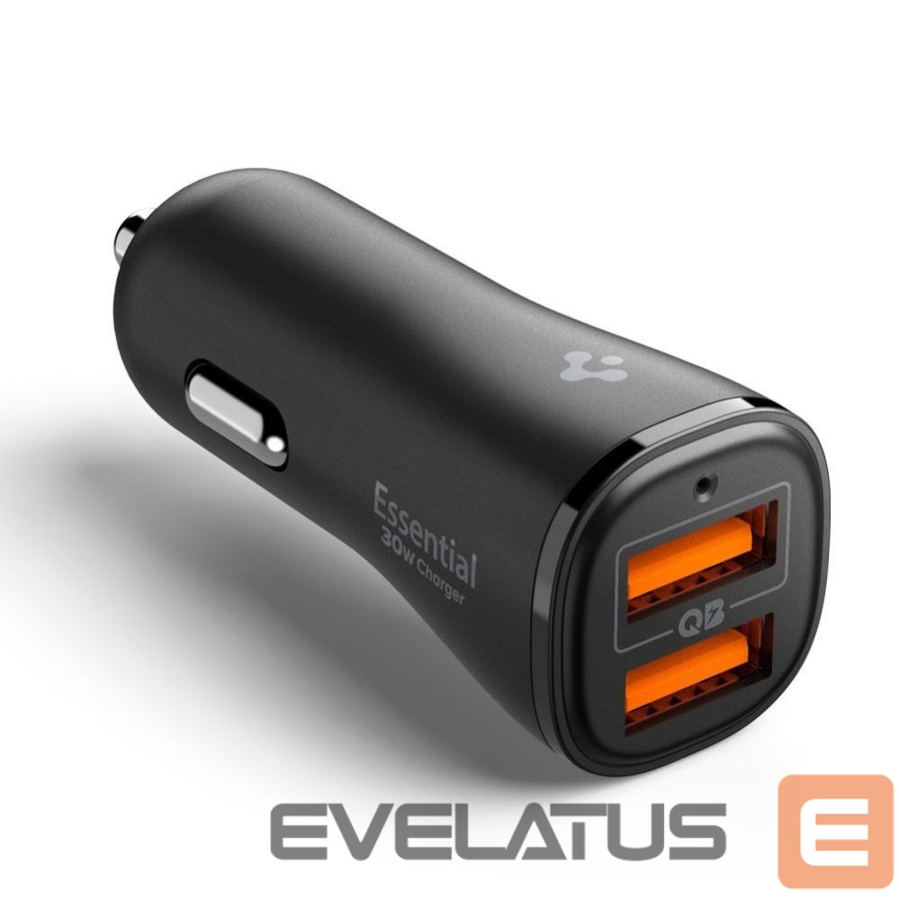 Kitos prekės Spigen Spigen Essential EV302 30W 2-Port USB-A Car Charger - Black