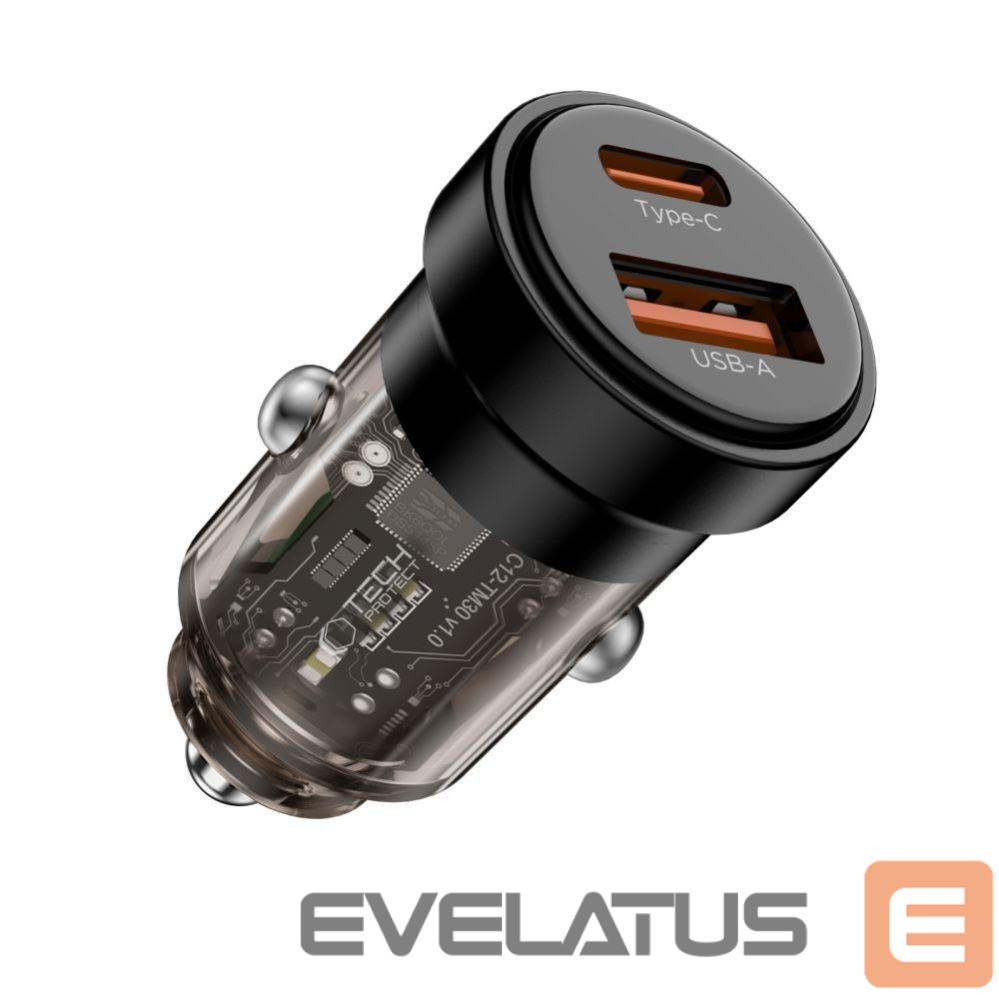 Kitos prekės Tech-Protect Tech-Protect CC03 30W 2-Port USB-A / USB-C Car Charger - Black