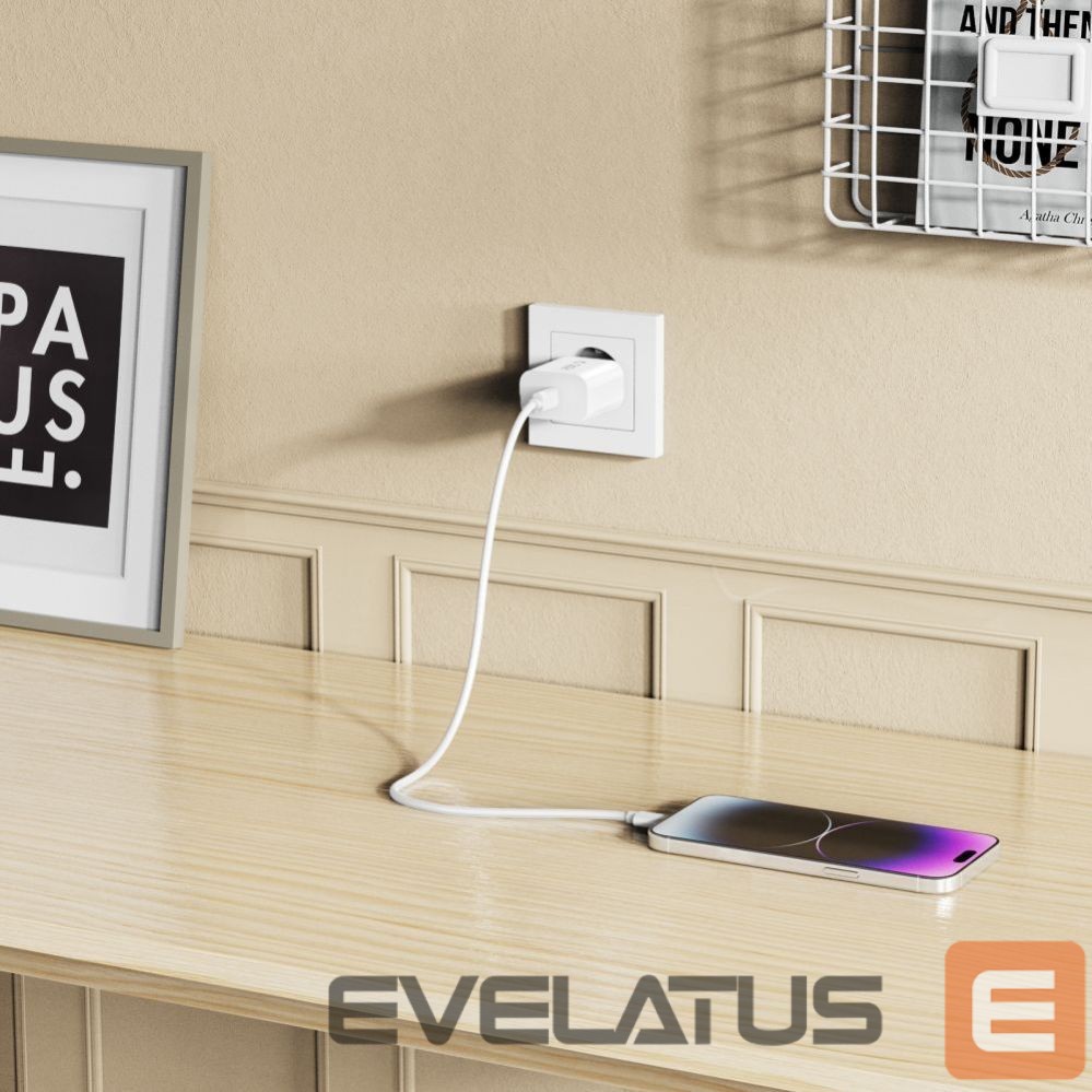 Kitos prekės Tech-Protect Tech-Protect NC20W Wall Charger with 100 cm USB-C / Lightning Cable - White