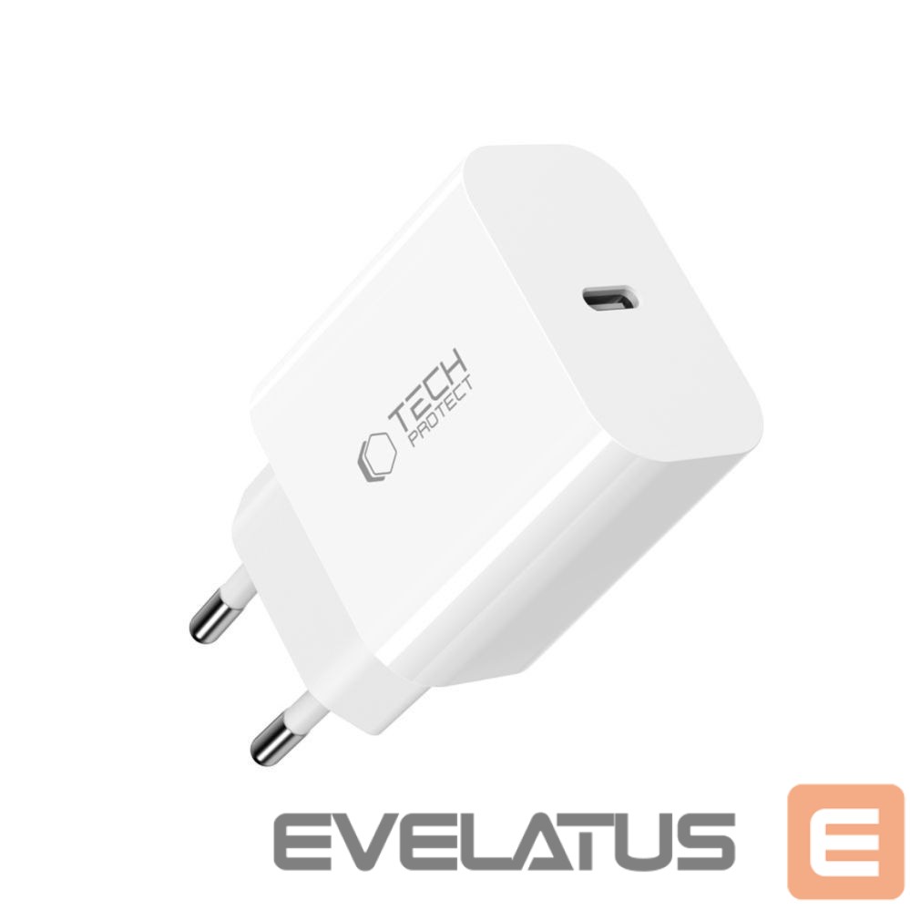 Kitos prekės Tech-Protect Tech-Protect NC20W Wall Charger with 100 cm USB-C / Lightning Cable - White