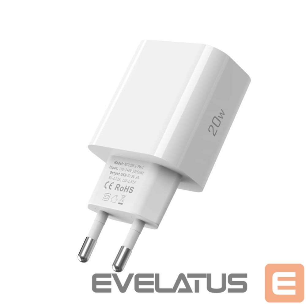 Kitos prekės Tech-Protect Tech-Protect NC20W Wall Charger with 100 cm USB-C / Lightning Cable - White