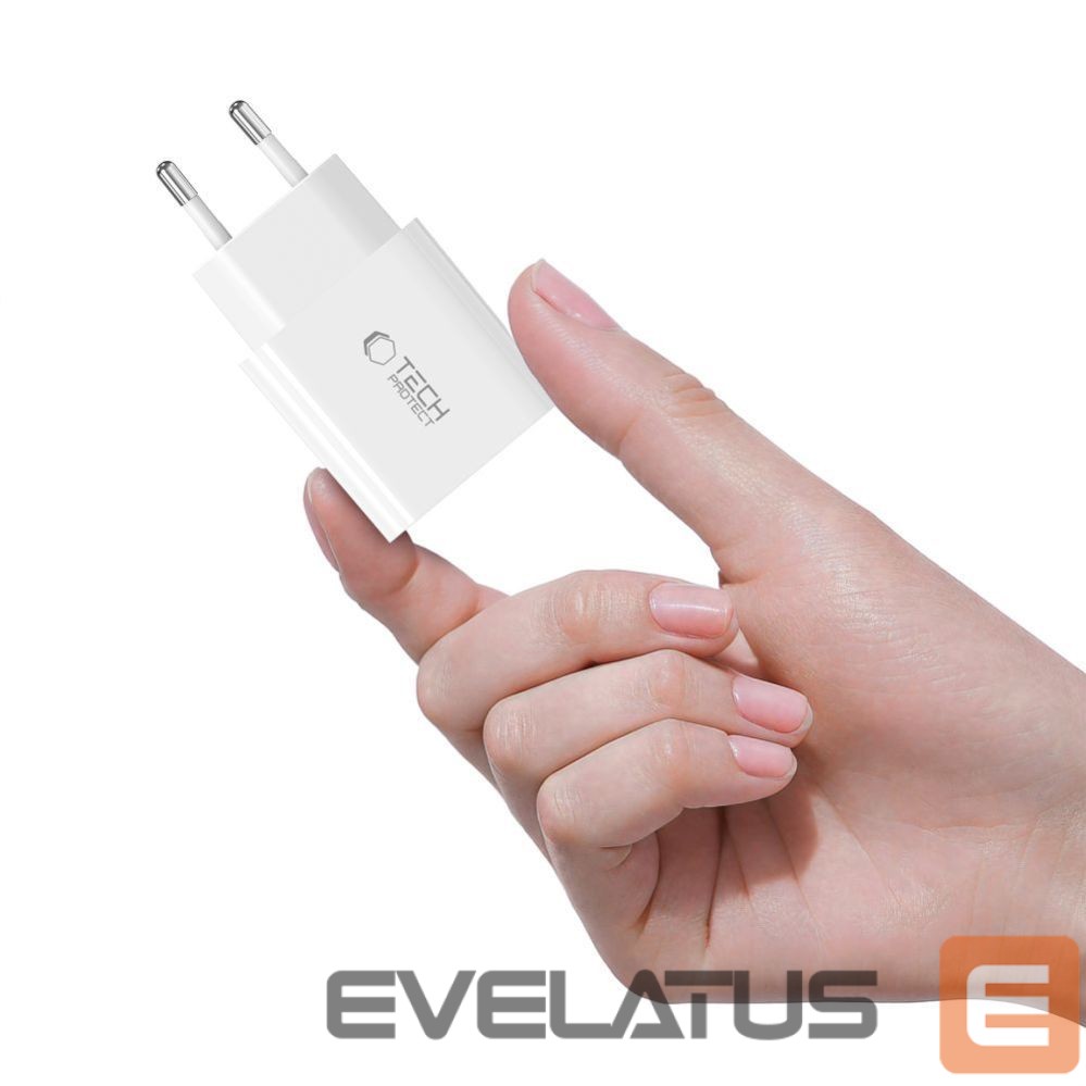 Kitos prekės Tech-Protect Tech-Protect NC20W Wall Charger with 100 cm USB-C / Lightning Cable - White