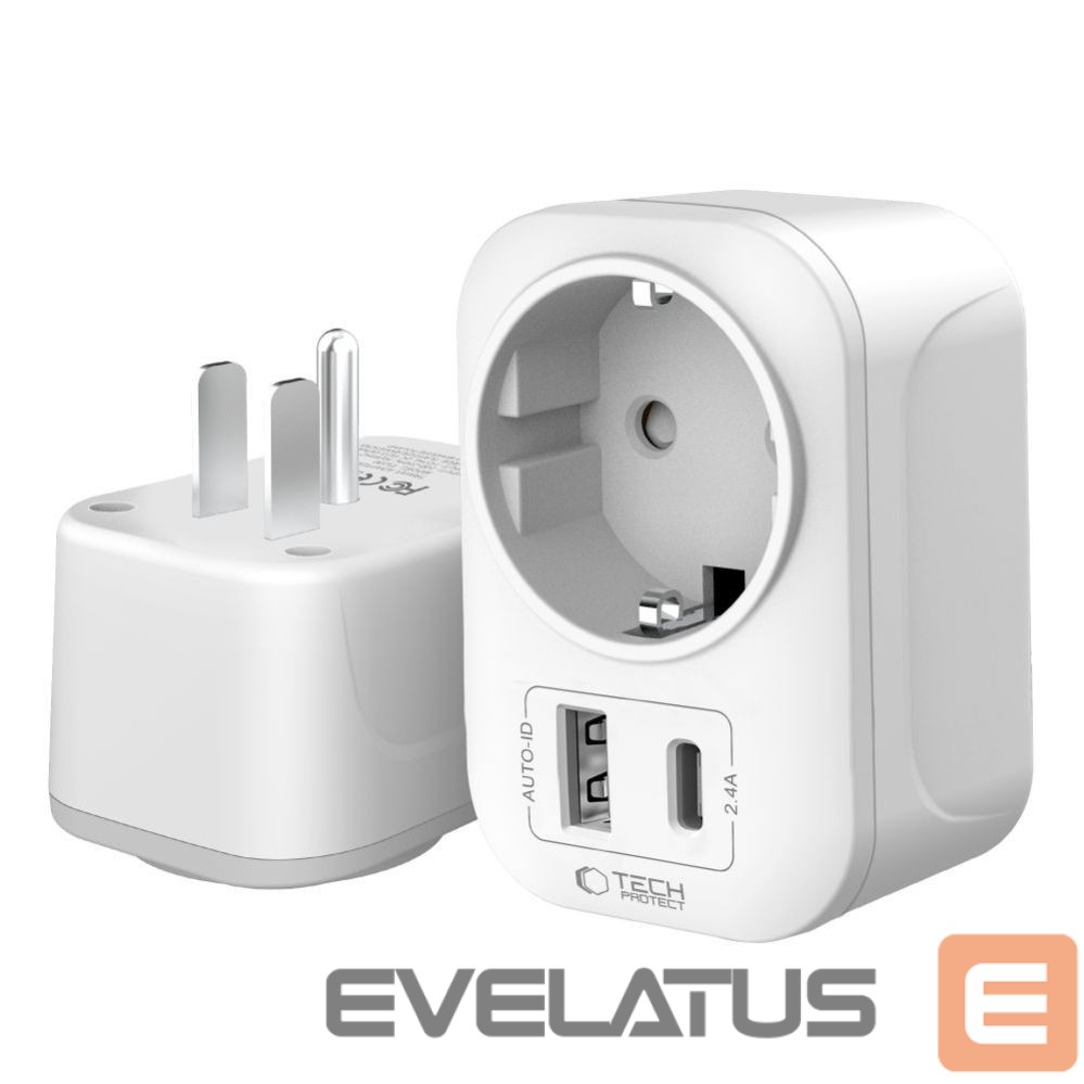 Kitos prekės Tech-Protect Tech-Protect TA100 US Adapter - White