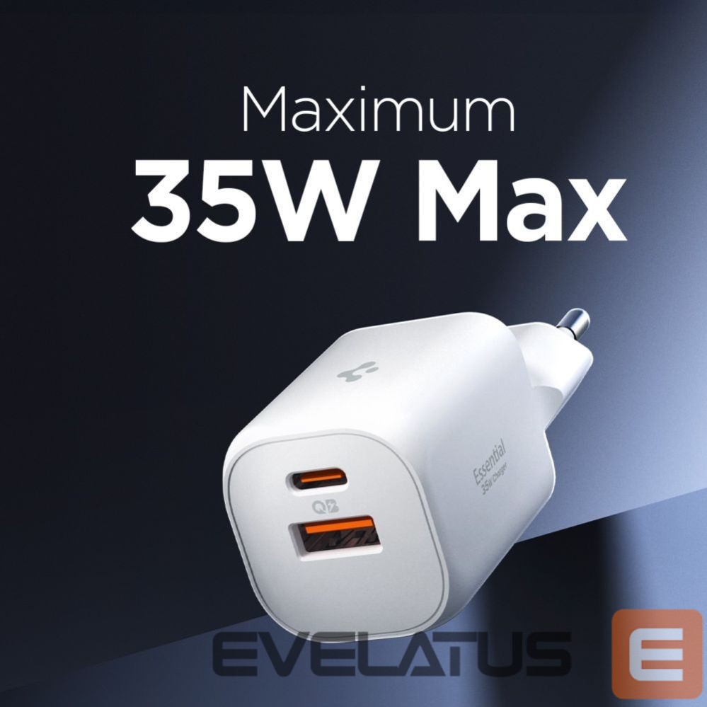 Kitos prekės Spigen Spigen Essential EE352EU USB-C / USB-A 35W Wall Charger - White