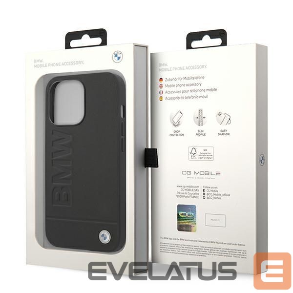Kitos prekės BMW BMW Leather Stamp Case for iPhone 14 Pro - Black