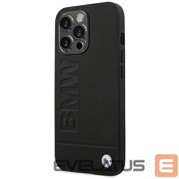 Kitos prekės BMW BMW Leather Stamp Case for iPhone 14 Pro - Black
